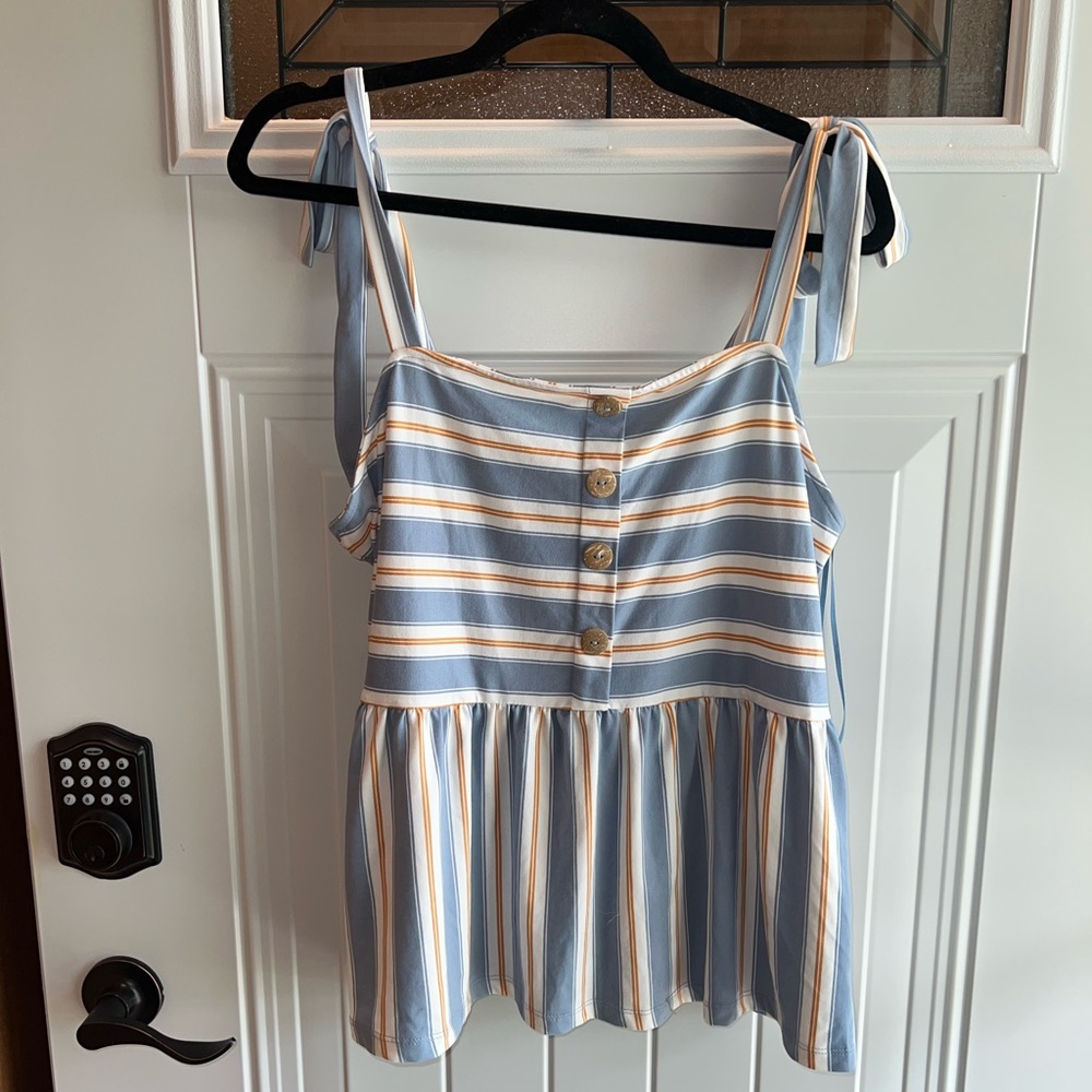NWT Good Luck Gem Tie Strap Striped Tank Size XLarge